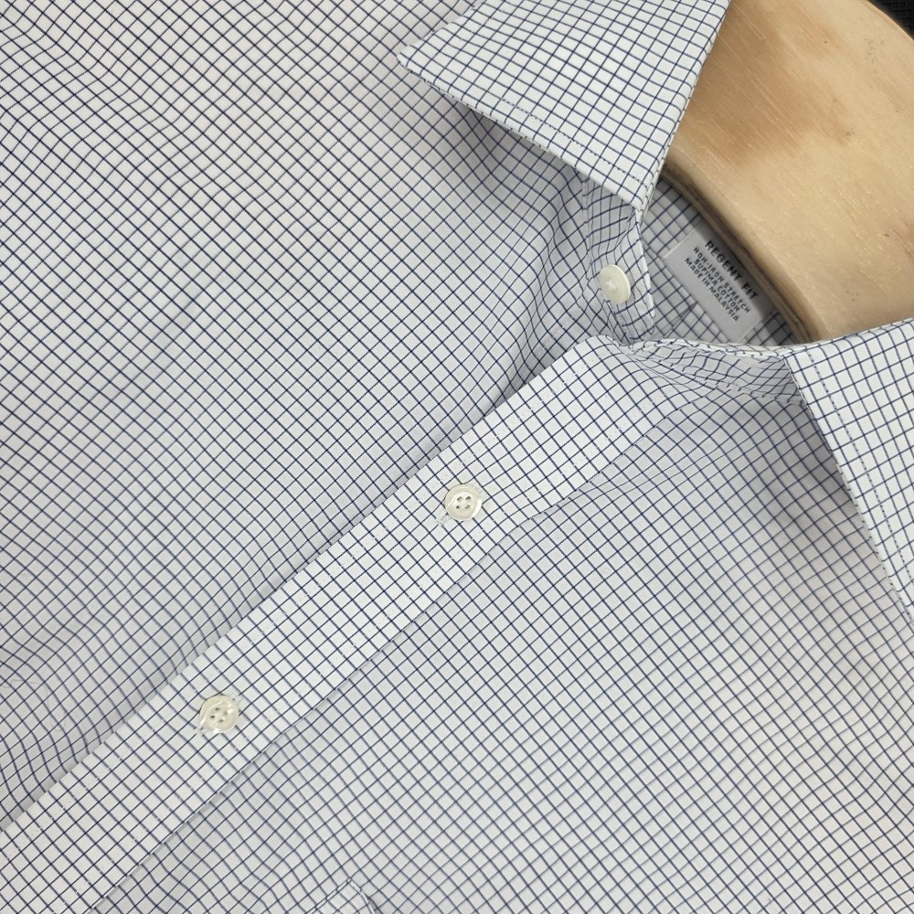 Brooks Brothers Dress Shirt 15 32 Regent Fit Non Iron Blue Check Supima Cotton